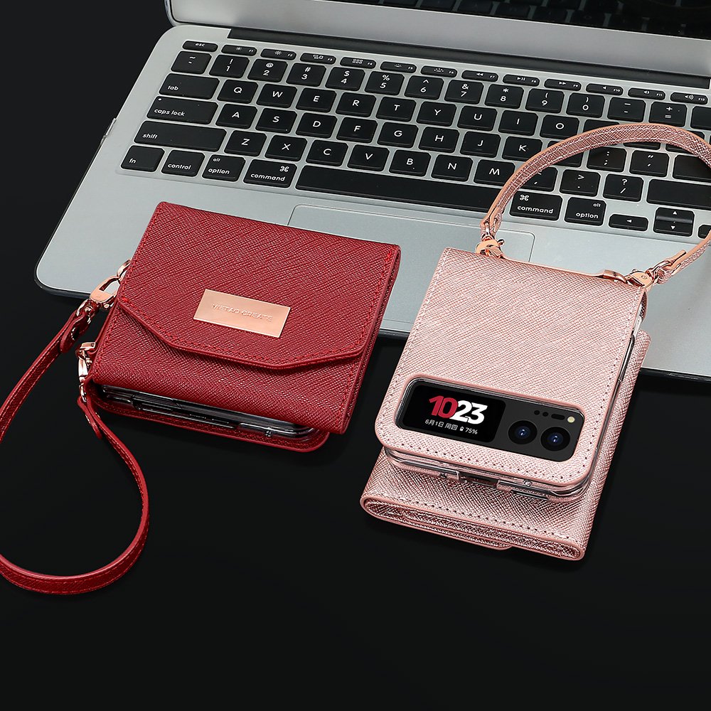 VIETAO Hand strap leather phone case for Motorola Razr 40 case wallet function mobile phone cases with hand strap
