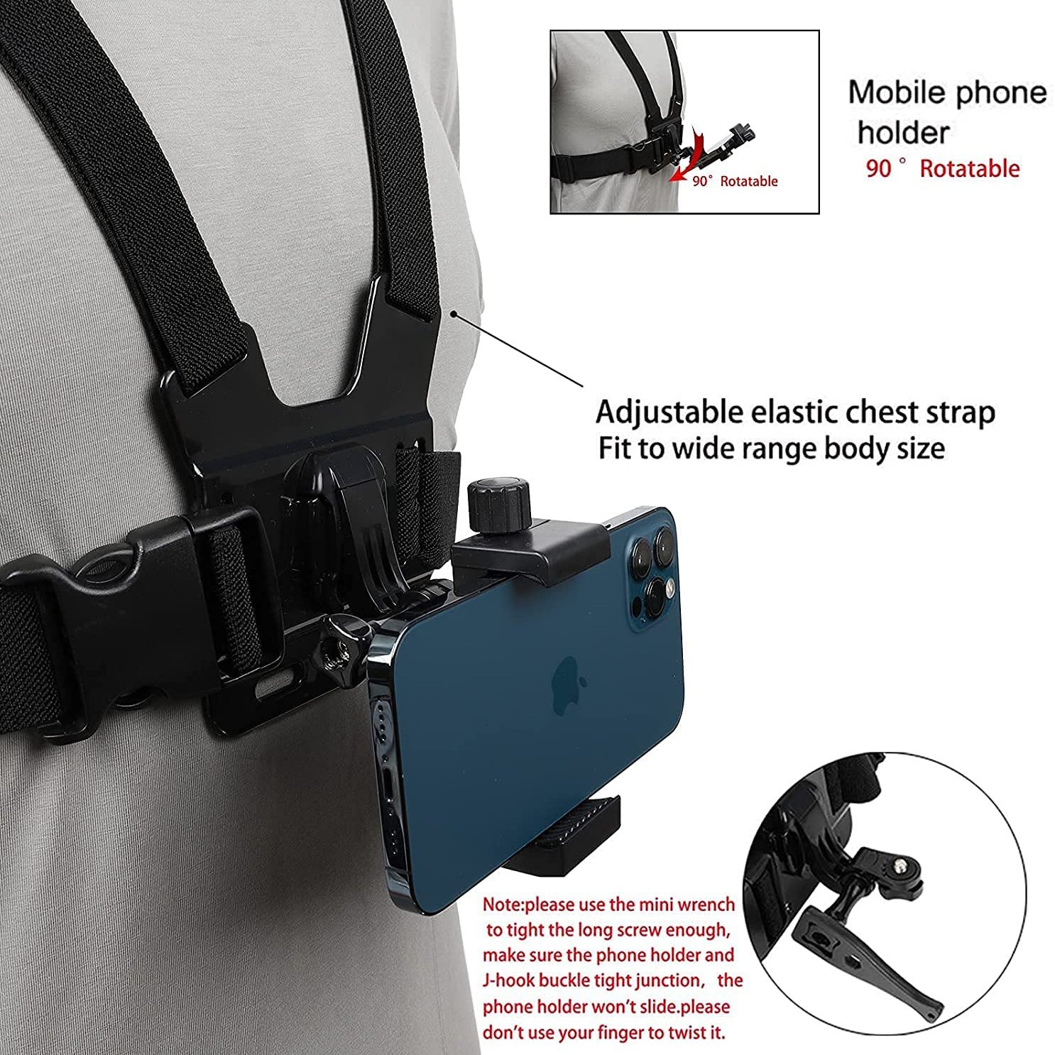 Adjustable Phone Clip Holder Mobile Phone Chest Mount Harness Strap Holder For Iphone For Xiaomi For Huawei For Samsung