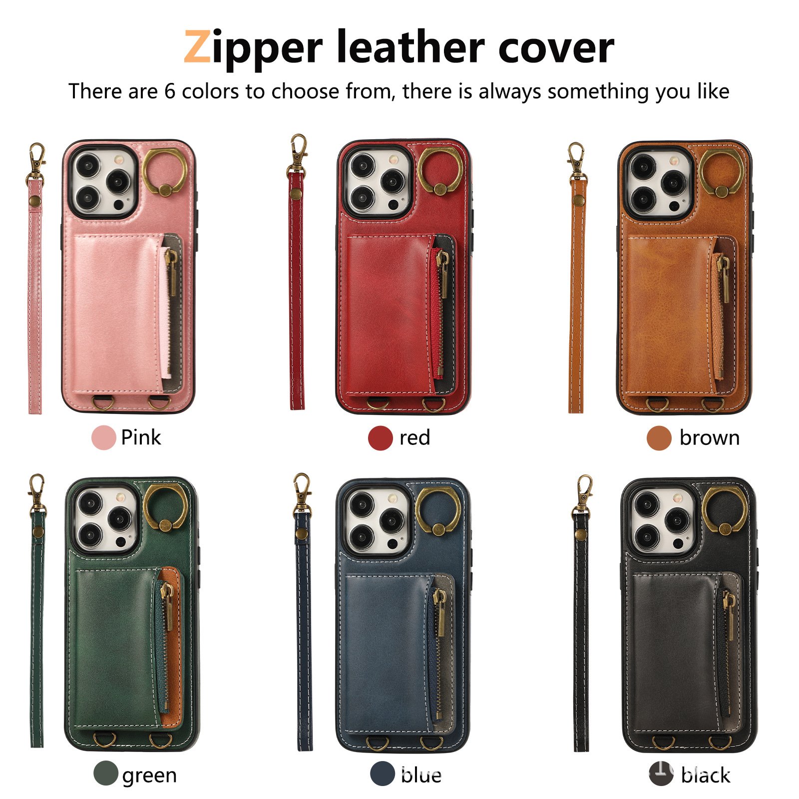 Crossbody Ring Card Holder Zipper Wallet Mobile Phone Case with Strap For Samsung S24 Ultra for Samsung S23 Ultra