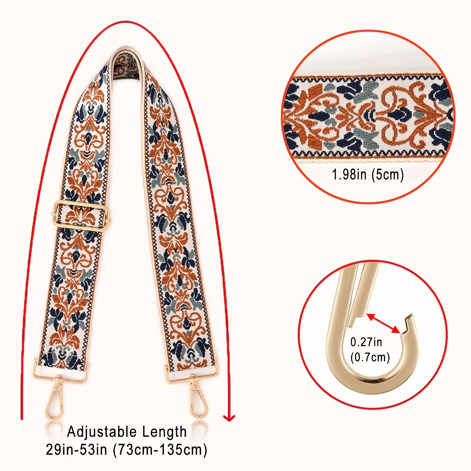 5cm Wide Shoulder Strap Adjustable Replacement Belt for woman Crossbody Canvas Bag Handbag Jacquard webbing bag straps