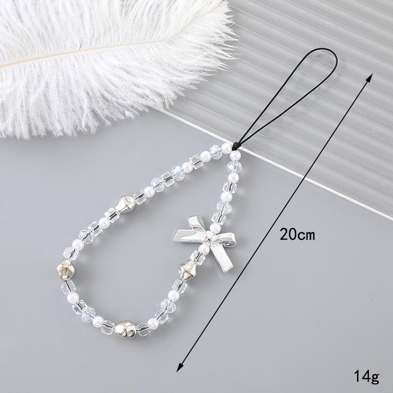 Hot Selling New Pearl Bow Mobile Phone Chain Special-Shaped Beaded Pendant Crossbody Strap and Lanyard Keychain Accessory