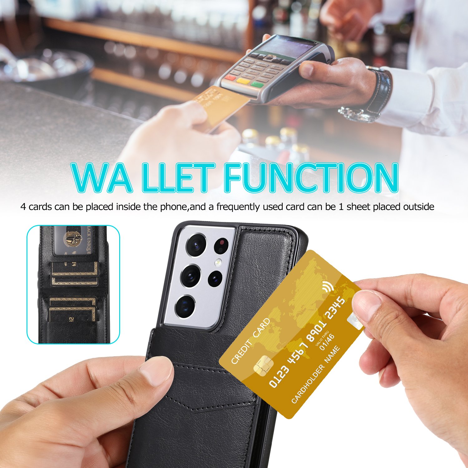 Credit Card Holder Flip Leather Phone Case Cover for Samsung A13 A33 A53 A73 5G Function PU Leather Case