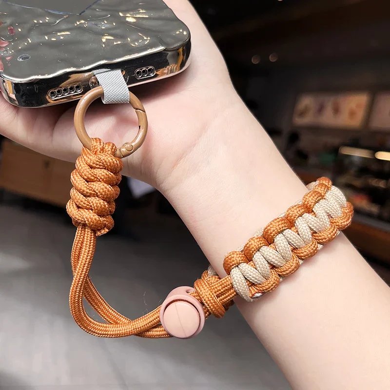 Mobile Phone Strap Short Wrist Metal Ring Reinforced AntiLoss Strap Clip Style Phone Case Universal Strap