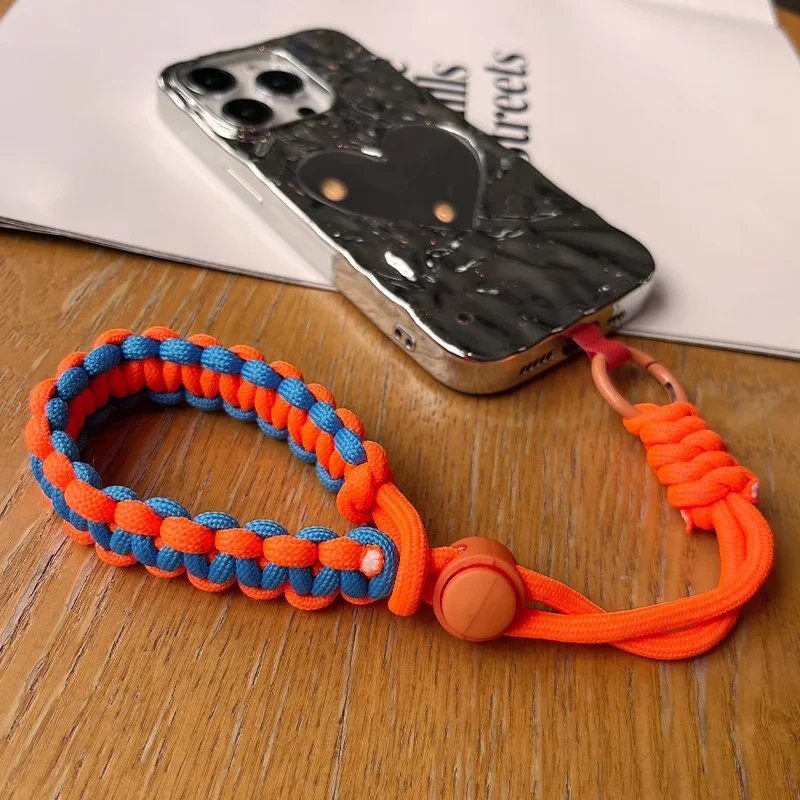 Mobile Phone Strap Short Wrist Metal Ring Reinforced AntiLoss Strap Clip Style Phone Case Universal Strap