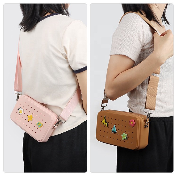 Custom wholesale women casual Fashion silicone small mini crossbody mobile phone bag for ladies