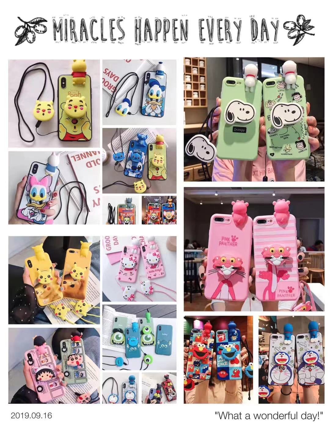 Custom cartoon doll UV print 3D phone case cute holder strap silicon blank sublimation for iphone Samsung OPPO Vivo shell design