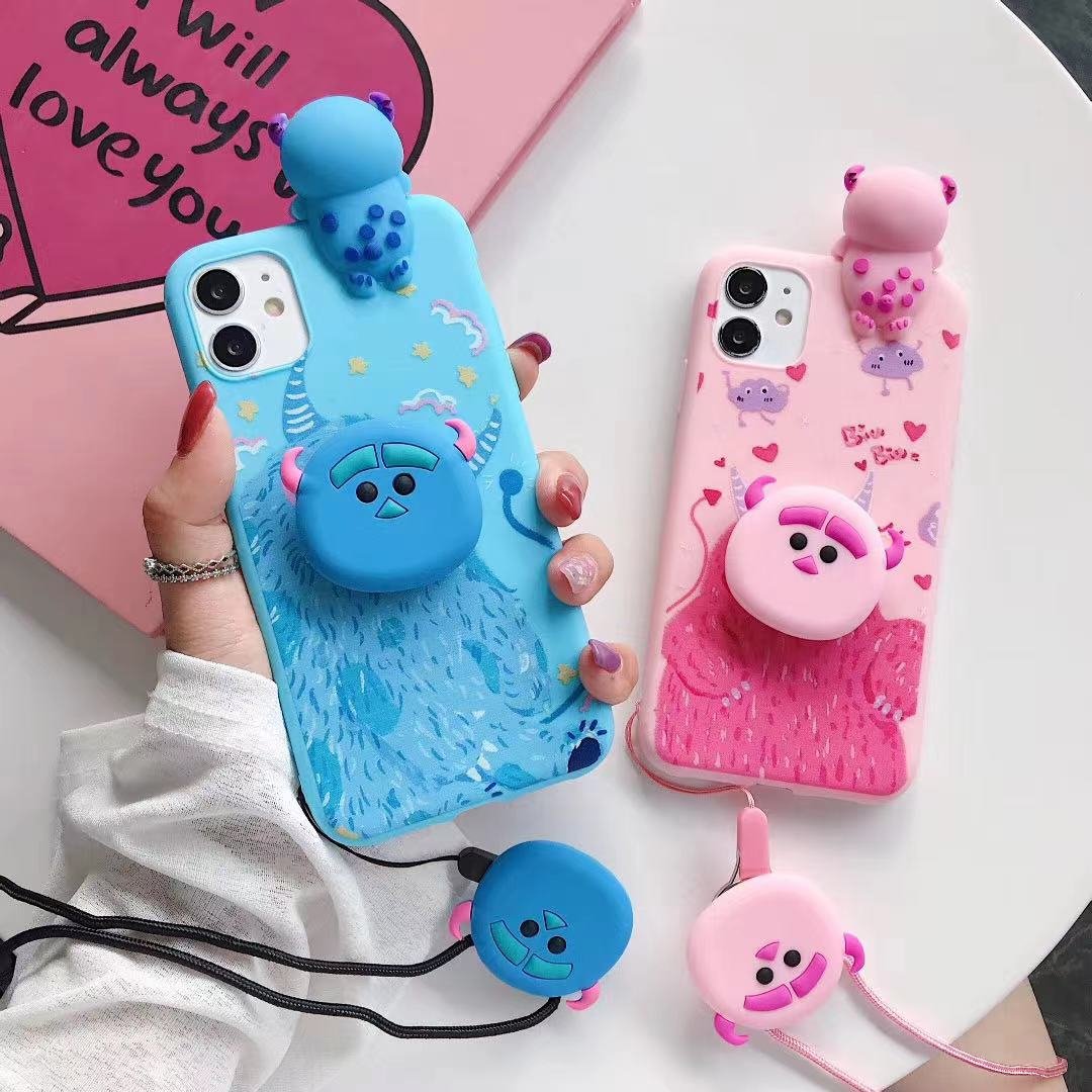 Custom cartoon doll UV print 3D phone case cute holder strap silicon blank sublimation for iphone Samsung OPPO Vivo shell design