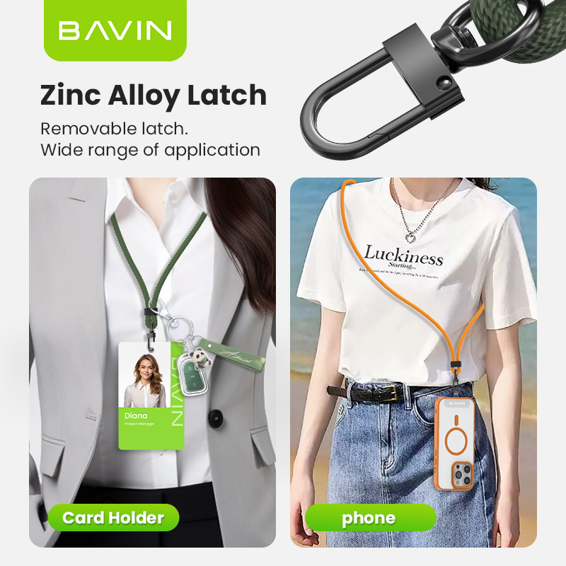 BAVIN BE15 neck hanging strap braided rope sturdy phone 160cm universal adjustable nylon mobile cell phone lanyard