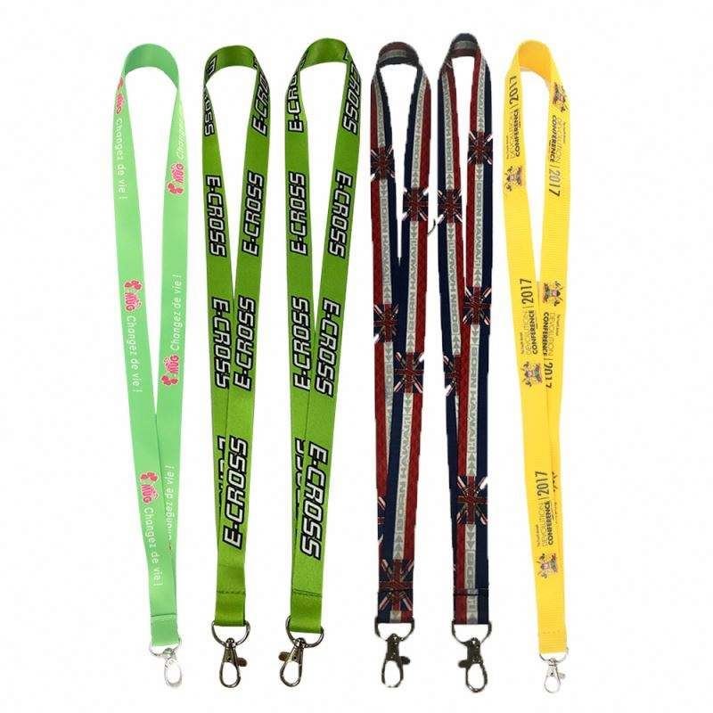 Custom Fabric Sublimation Polyester Lanyards Wholesale Free Design with Logo Nylon Keychain Strap