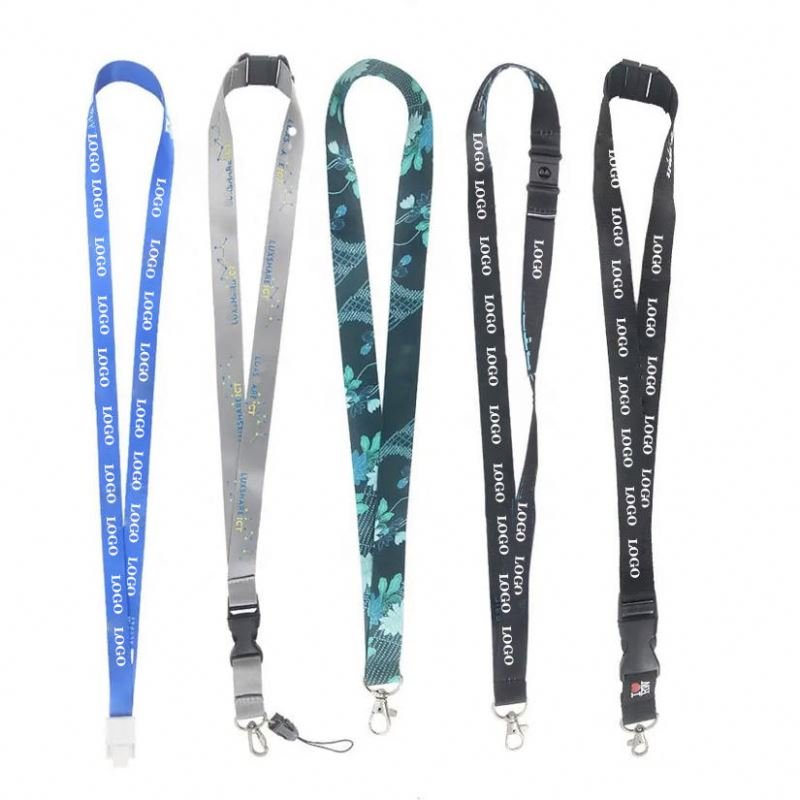 Custom Fabric Sublimation Polyester Lanyards Wholesale Free Design with Logo Nylon Keychain Strap