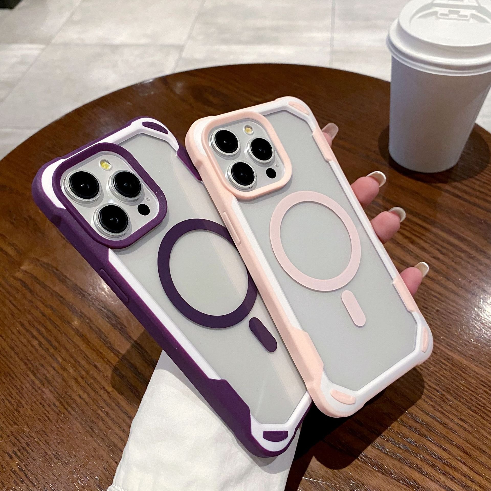 Anti Fall Magnetic Clear Mobile Phone Case For iPhone 16 15 14 13 12 11 Pro max Acrylic Armor Transparent Shockproof Back Cover