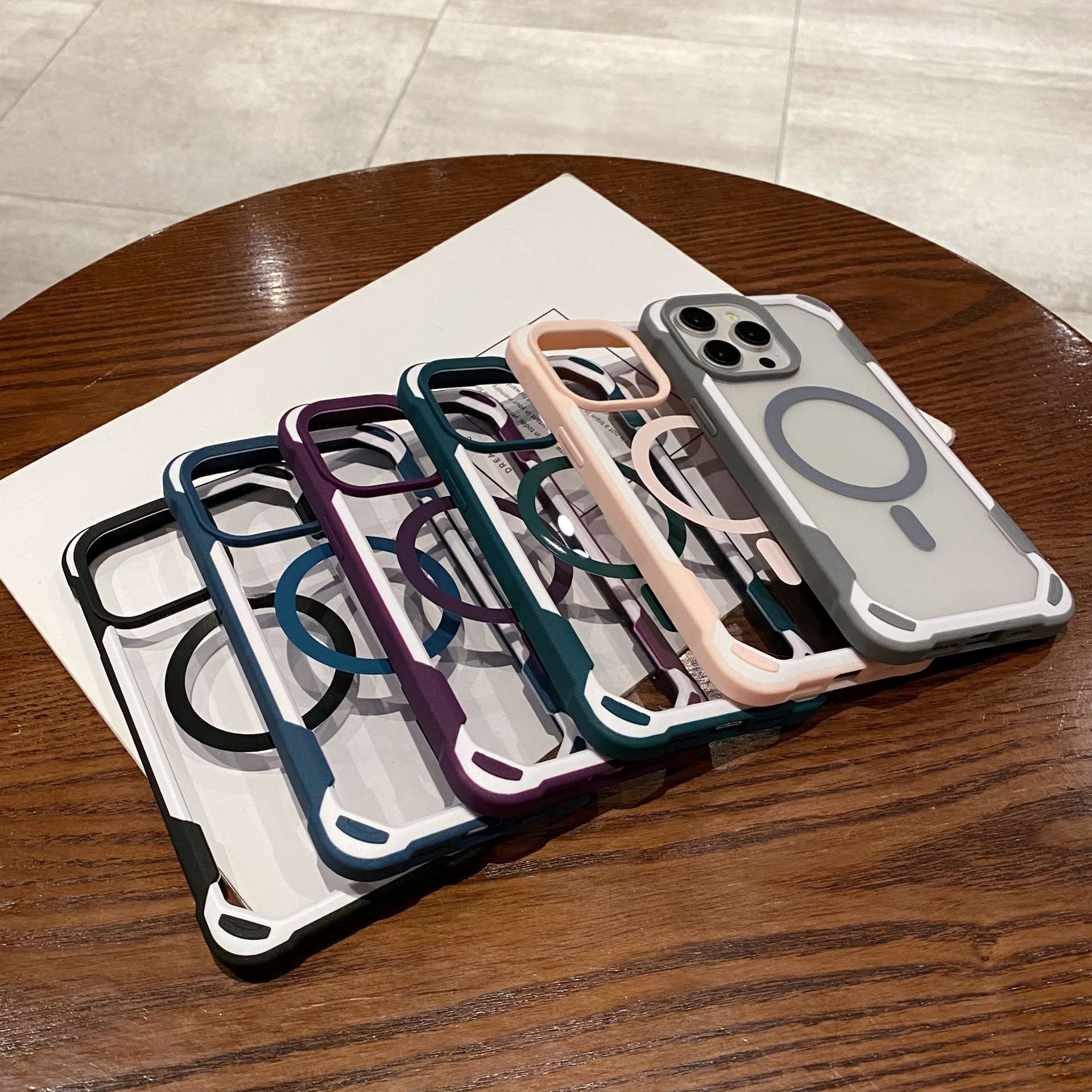 Anti Fall Magnetic Clear Mobile Phone Case For iPhone 16 15 14 13 12 11 Pro max Acrylic Armor Transparent Shockproof Back Cover