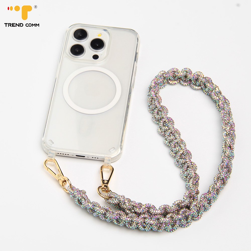 New Arrival Embroidered Crossbody Strap Sparkling Rhinestone Chain Shoulder Anti-fall Mobile Phone Strap