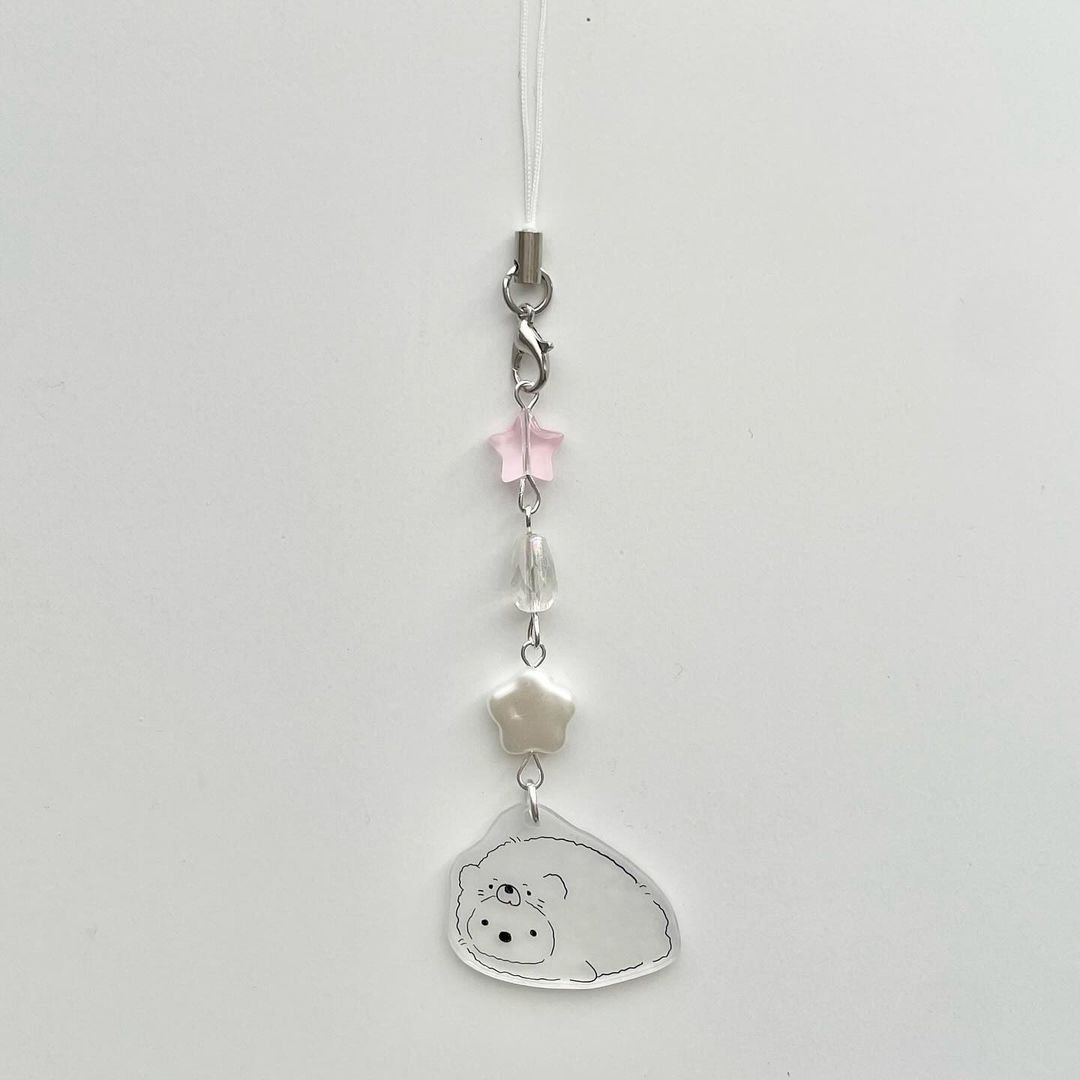 Wholesale Mobile Phone Charms Strap Pearl Shell Acrylic Chains Cute Bow Heart Bear Jewellery For Mobile Women Bead Key Chain