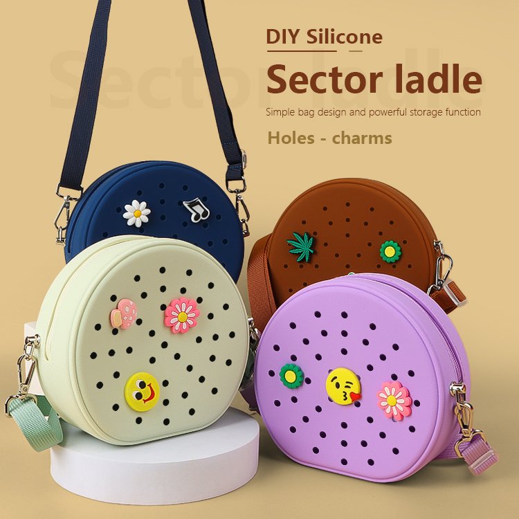 New design DIY charms multiple colors available crossbody Bag women silicone shoulder bags croc hole bag