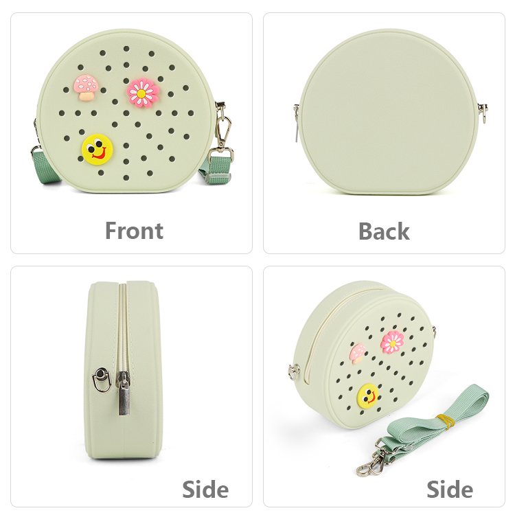 New design DIY charms multiple colors available crossbody Bag women silicone shoulder bags croc hole bag