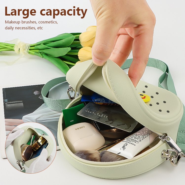 New design DIY charms multiple colors available crossbody Bag women silicone shoulder bags croc hole bag