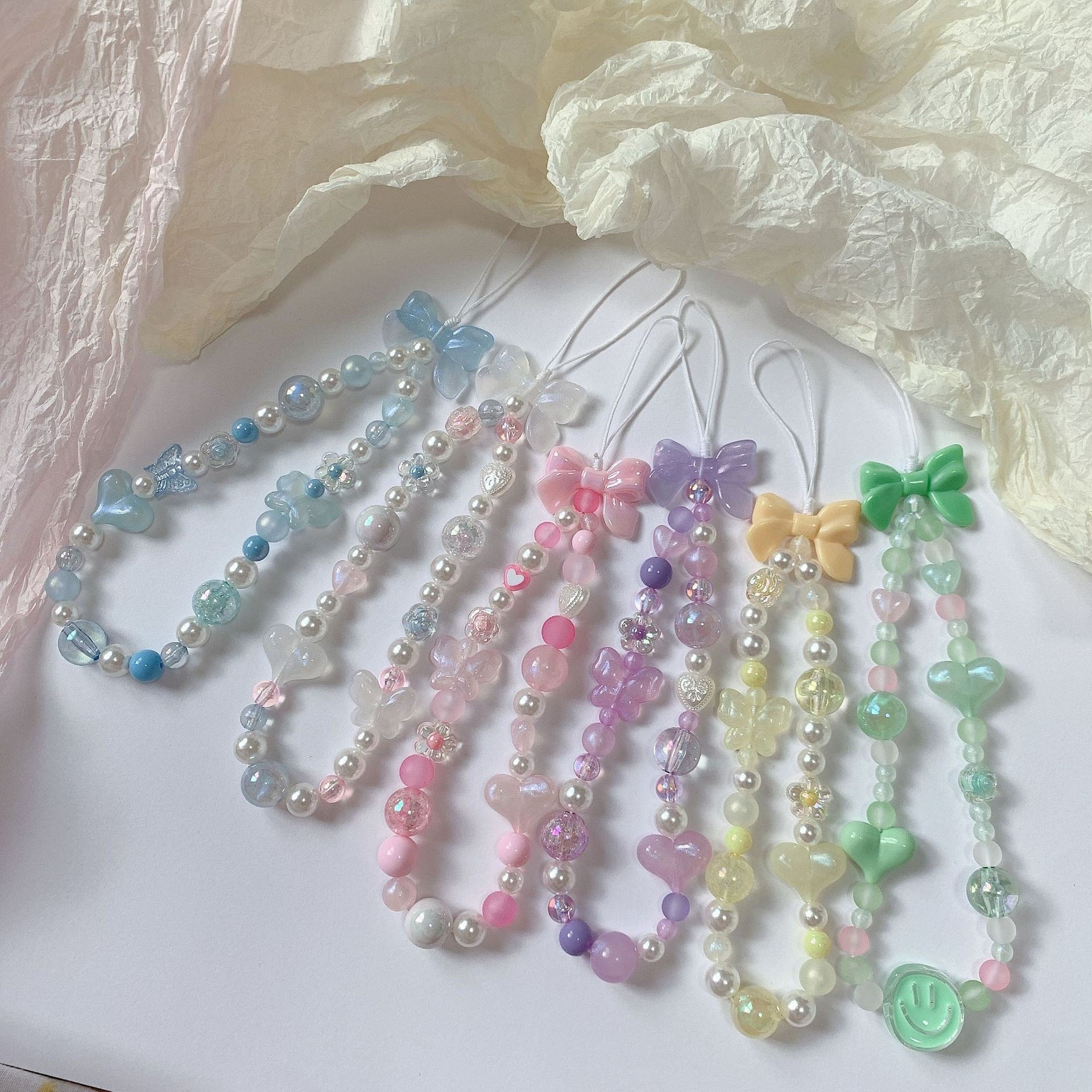 INS style mobile phone rope fashion simple and versatile bead chain girl heart chain girl