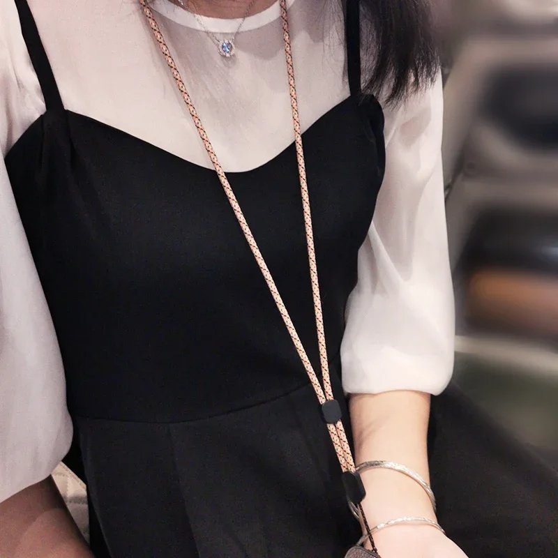 Long and Short Braid Phone Lanyard Necklace Wrist Strap for Iphone Huawei Redmi Xiaomi Samsung Camera GoPro String Holders