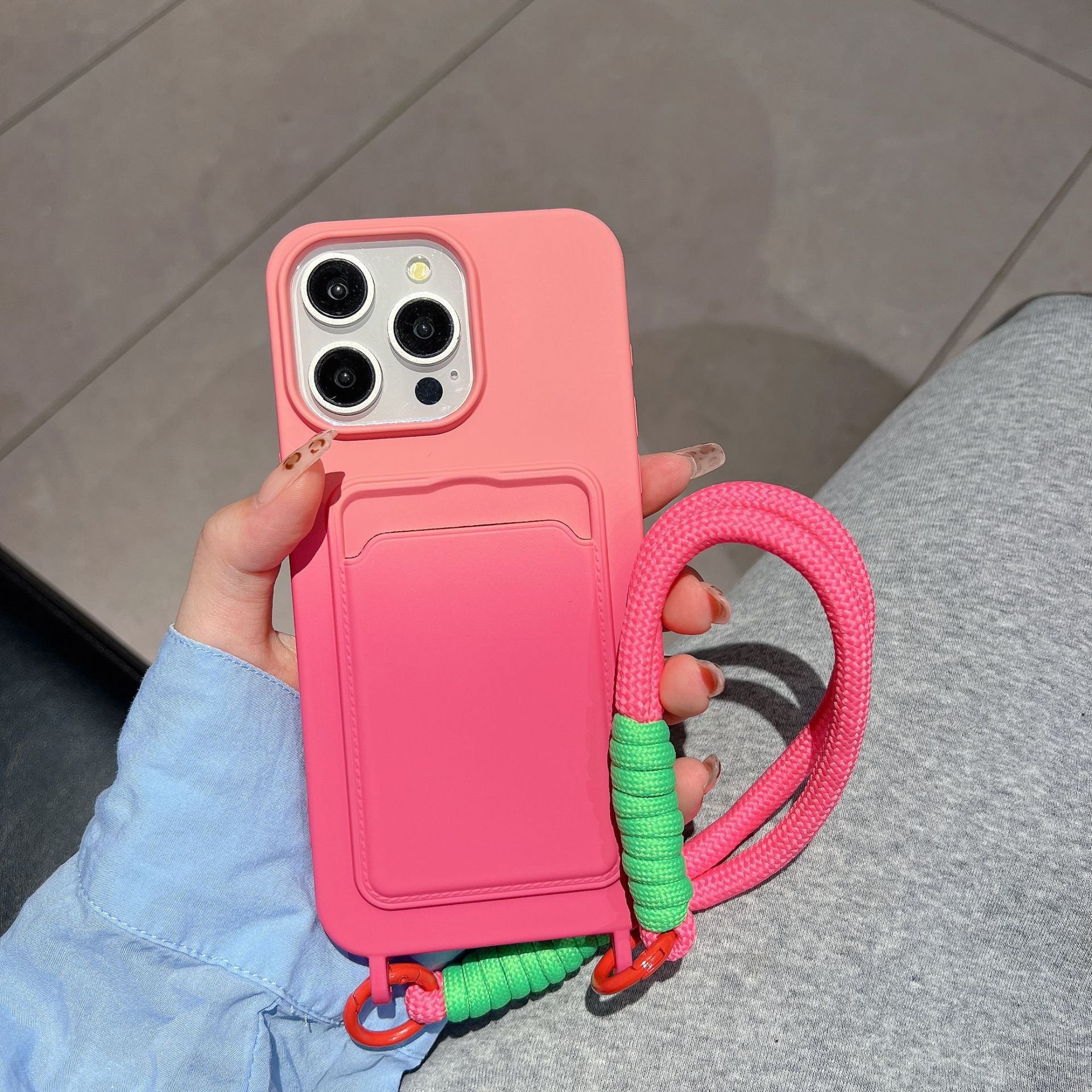for Iphone 16 15 14 Plus Pro Max Strap Phone Cases Gradient Color Phone Cases Shockproof Phone Case