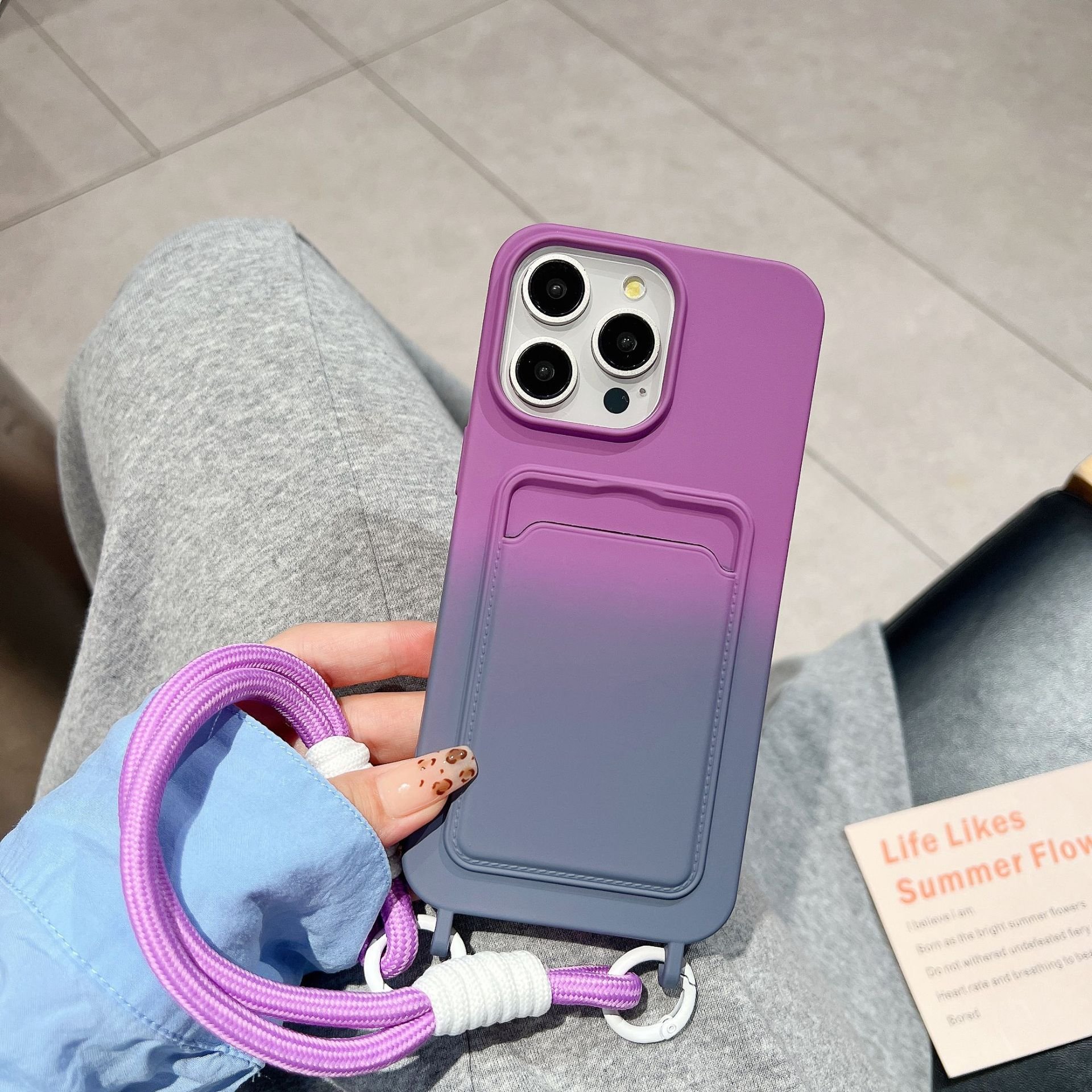 for Iphone 16 15 14 Plus Pro Max Strap Phone Cases Gradient Color Phone Cases Shockproof Phone Case