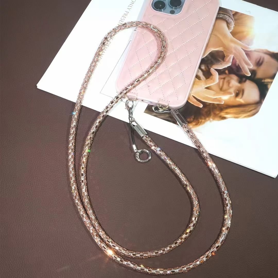 Wholesale Mobile Phone Lanyard Full Bling Glitter 70CM Long Colorful Neck Strap For Cell Phone Case Anti-Loss Phone Chain