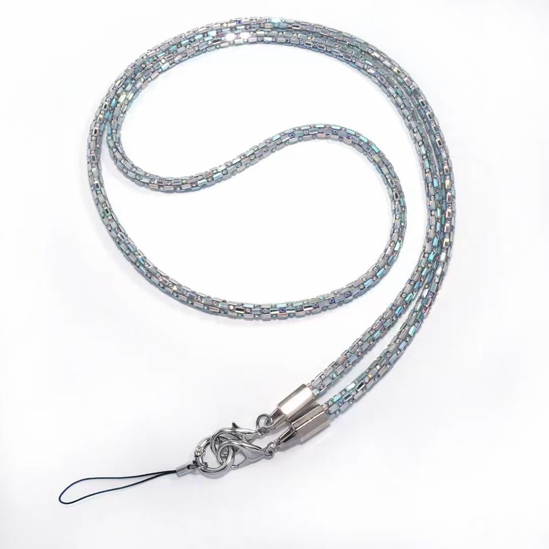 Wholesale Mobile Phone Lanyard Full Bling Glitter 70CM Long Colorful Neck Strap For Cell Phone Case Anti-Loss Phone Chain
