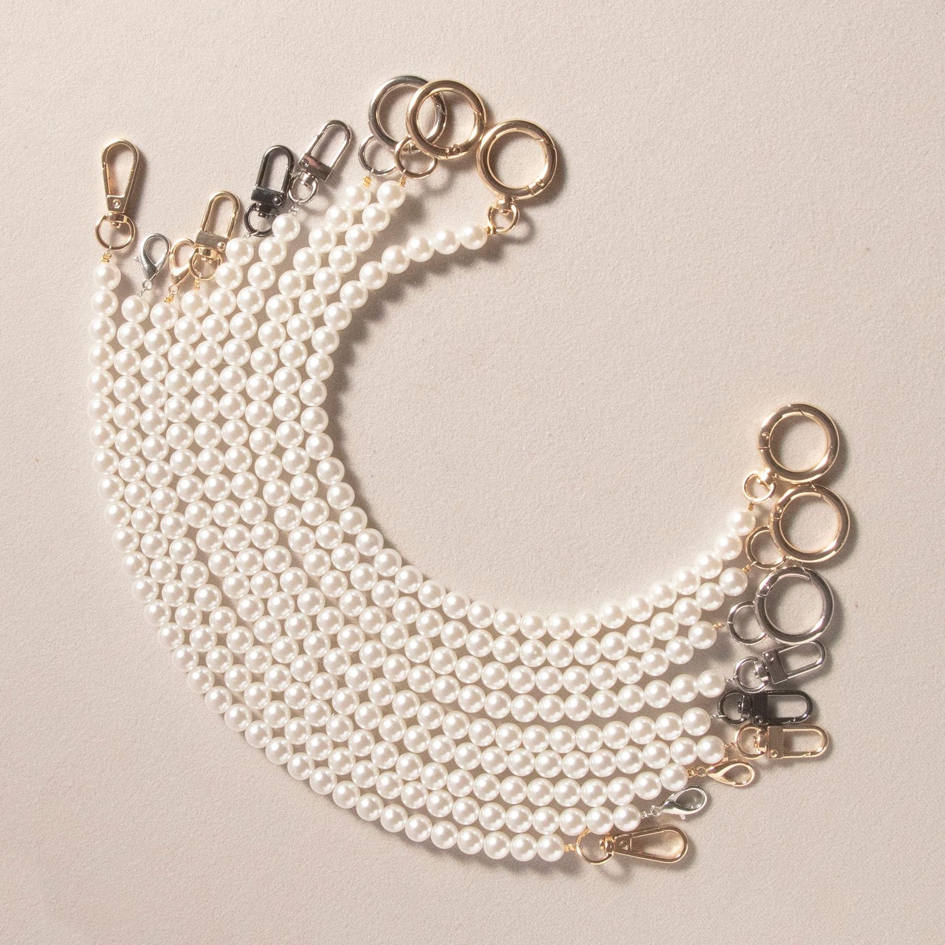 REWIN Wholesale Various Size Clasp Pearl Mobile Phone Chain Fashion Beaded Bag Straps Chunky Women Handbag Purse Hanger