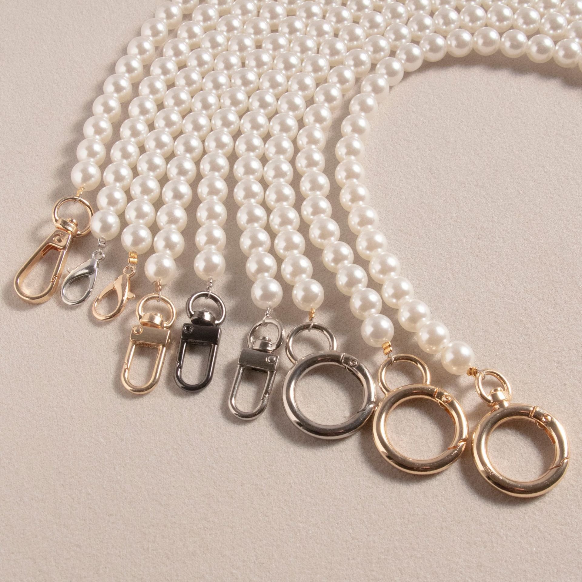 REWIN Wholesale Various Size Clasp Pearl Mobile Phone Chain Fashion Beaded Bag Straps Chunky Women Handbag Purse Hanger