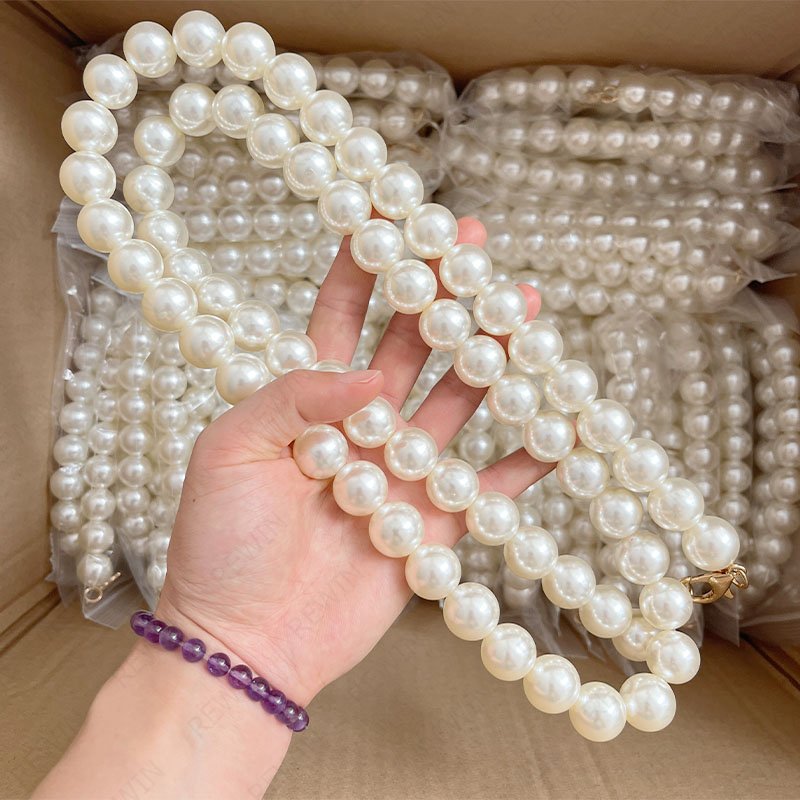 REWIN Wholesale Various Size Clasp Pearl Mobile Phone Chain Fashion Beaded Bag Straps Chunky Women Handbag Purse Hanger