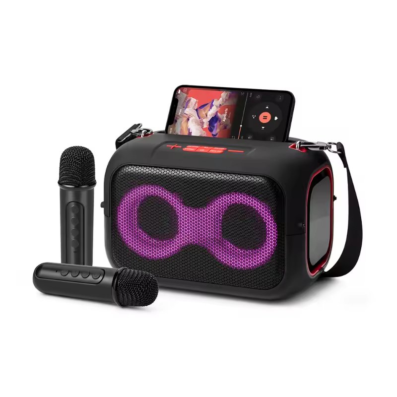 Hot Sale Portable HIFI Magic Voice Rechargeable Handfree 2 Mic Karaoke Support AUX TF Card Wireless Bluetooth Speaker 2400mah