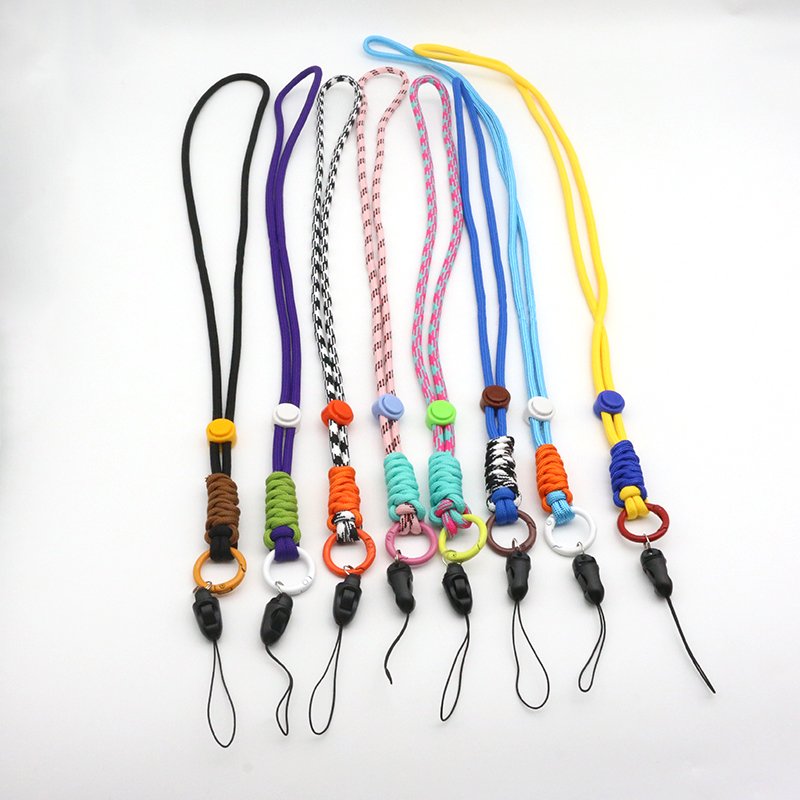 Custom Color Rainbow Braided Long Strap Neck Lanyard for Cell Smart Mobile Phone Accessories