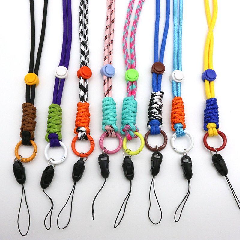 Custom Color Rainbow Braided Long Strap Neck Lanyard for Cell Smart Mobile Phone Accessories