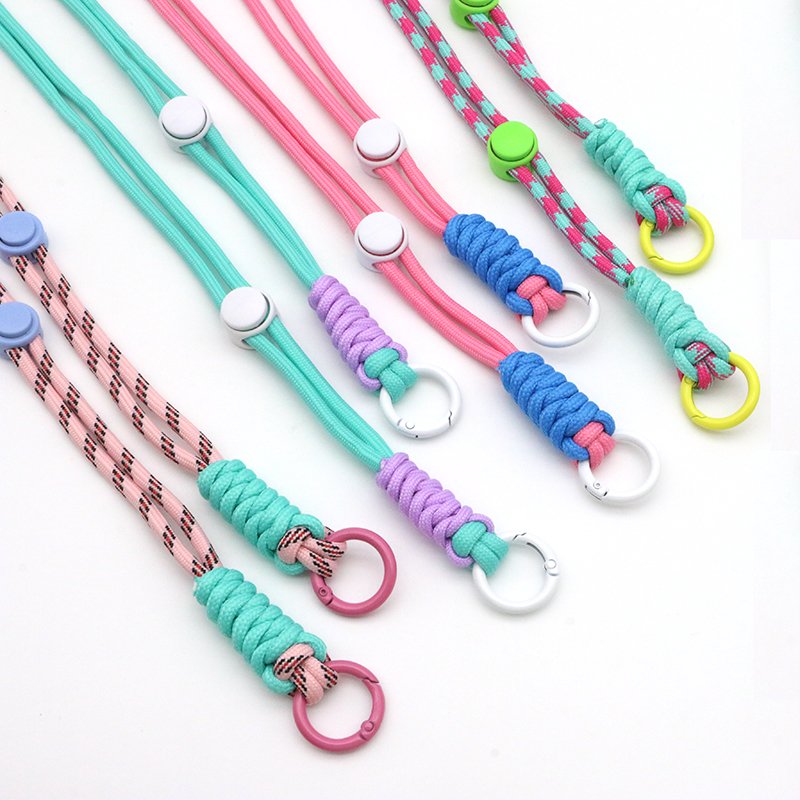 Custom Color Rainbow Braided Long Strap Neck Lanyard for Cell Smart Mobile Phone Accessories