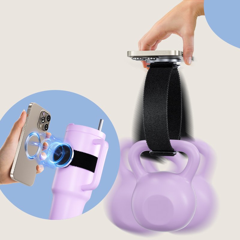 Magnetic Water Bottle Metal Ring Mount Accessory for Android Devices Portable Waterproof Phone Holder Strap for Desk Usage