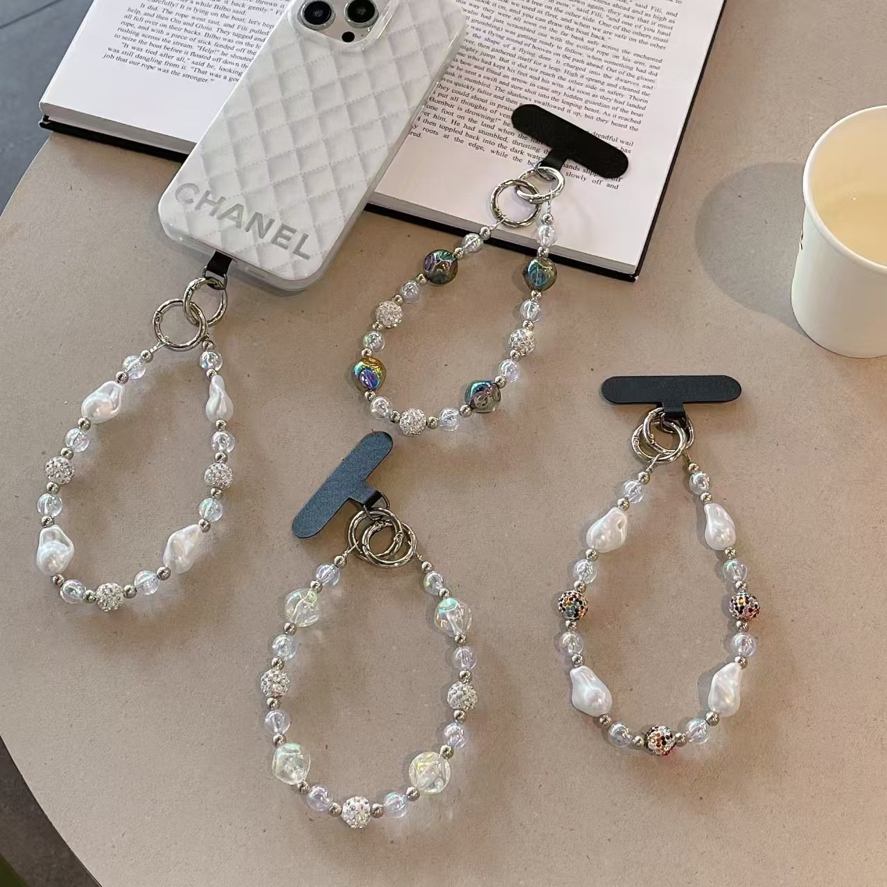 advanced feeling diamond pearl mobile phone chain with personalized pendant bracelet broken wrist strap hanging pendant