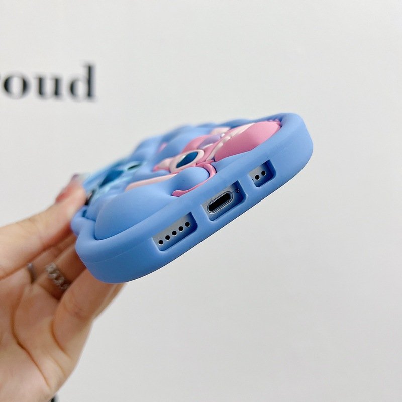 New Cute 3D Stitch Silicone Mobile Phone Case For iPhone 16 15 14 13 12 11 Pro max Fashion Cartoon Rubber Shockproof Back Cover