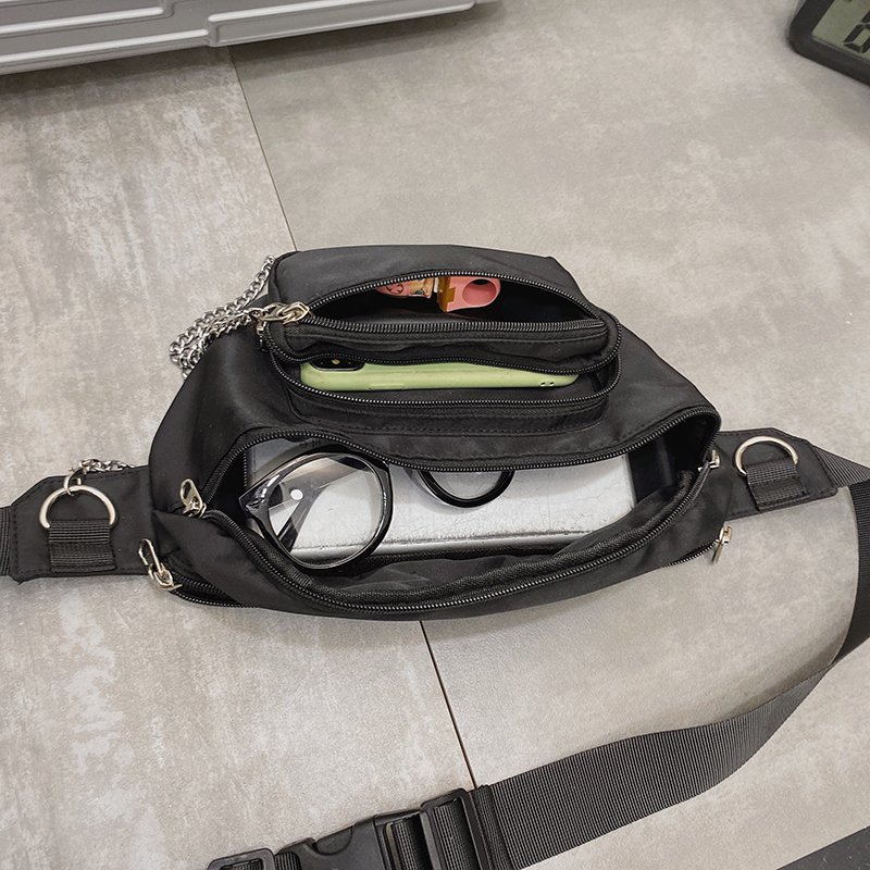 Multifunctional Men's Fanny Pack Adjustable Strap Crossbody Waist Bag Zipper Closure Unisex Mobile Phone Belt Bag Letter Pattern
