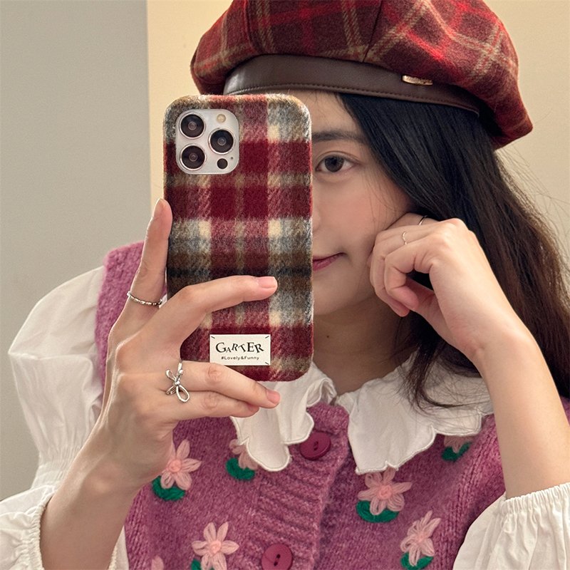 Texture Woolen Phone Cases For iPhone 16 pro max 15 14 13 12 11 Women Fashion Full Body Protective Covers 2024 New