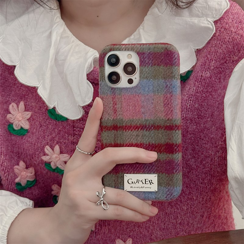 Texture Woolen Phone Cases For iPhone 16 pro max 15 14 13 12 11 Women Fashion Full Body Protective Covers 2024 New
