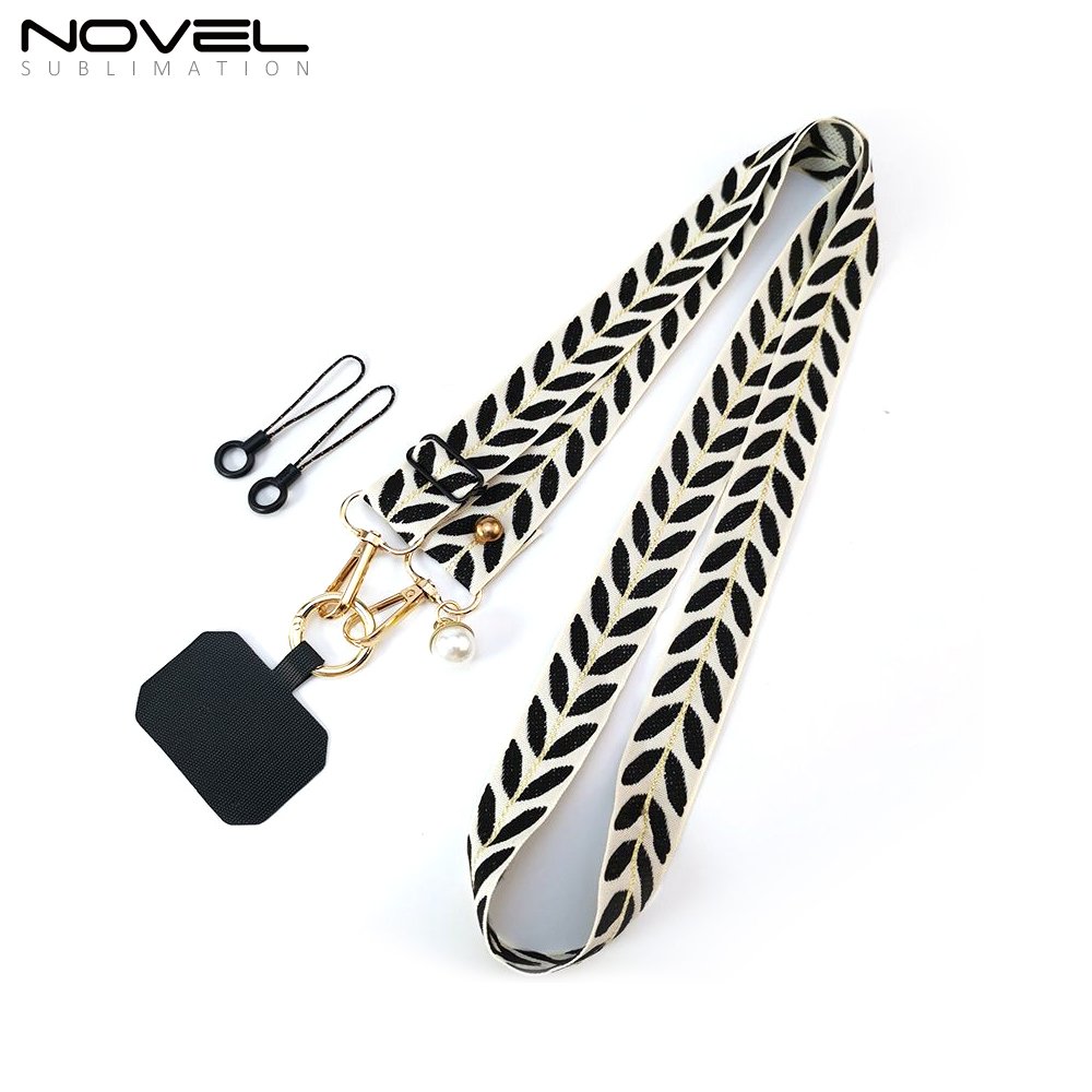 Fashion Adjustable Colorful Polyester Neckband Mobile Phone Strap Crossbody With Patch Phone Lanyard Rope Accessories