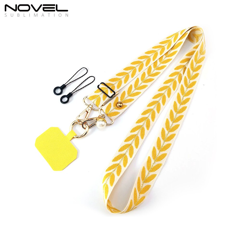 Fashion Adjustable Colorful Polyester Neckband Mobile Phone Strap Crossbody With Patch Phone Lanyard Rope Accessories
