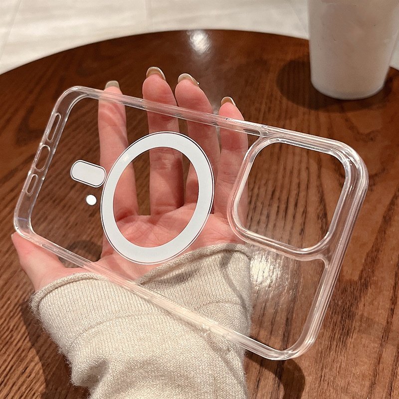 New Clear Acrylic Magnetic Mobile Phone Case For iPhone 16 15 14 13 12 11 Pro max Magnet film transparent Shockproof Back Cover
