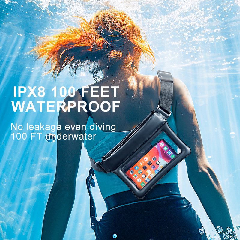 Wholesale Swimming Mobile Phone Storage Waist Pouch Floating IPX8 Cross Waterproof Phone Bag