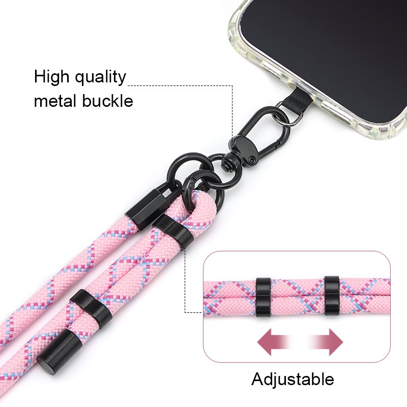 Adjustable Cell Phone Neck Holder Metal Buckle Anti-Theft Crossbody Strap Universal Phone Lanyard With Tether Tabs
