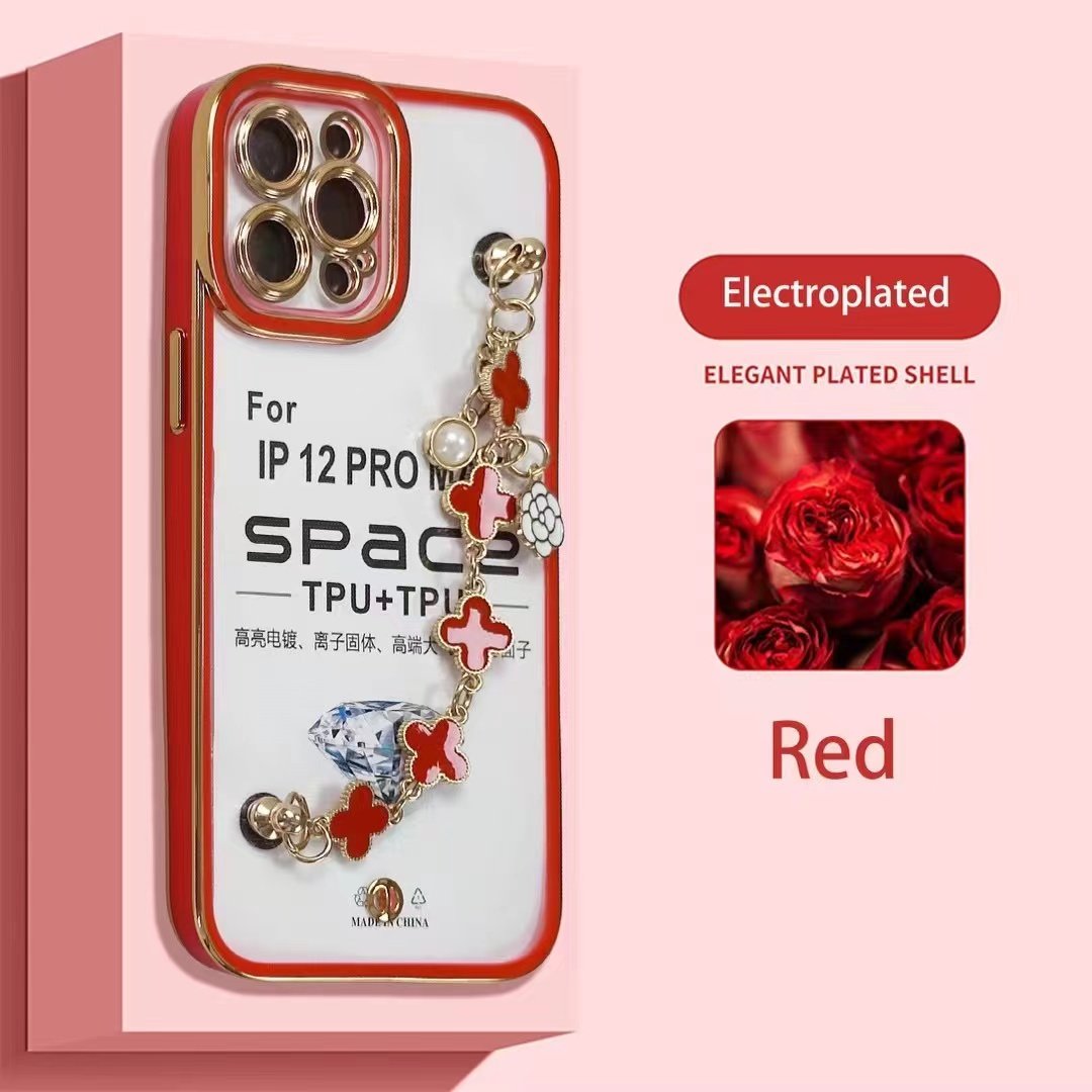 Luxury girly phone case with strap for iphone 14 pro max 11 pro wrist chain beautiful phone cover