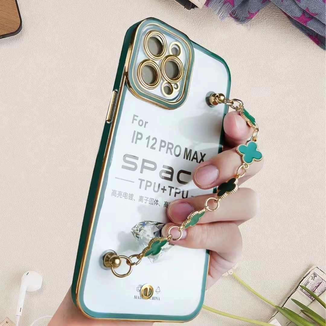 Luxury girly phone case with strap for iphone 14 pro max 11 pro wrist chain beautiful phone cover