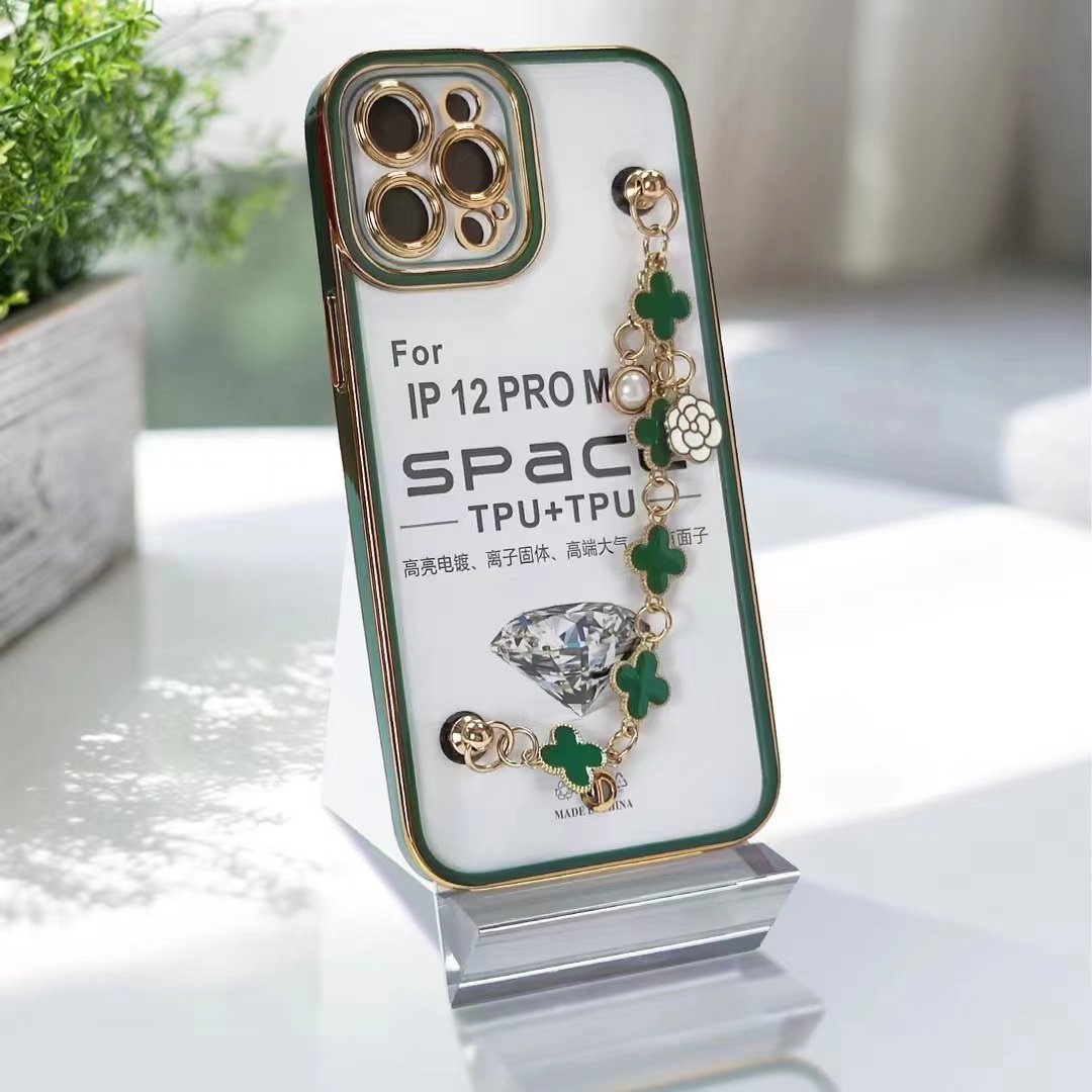 Luxury girly phone case with strap for iphone 14 pro max 11 pro wrist chain beautiful phone cover