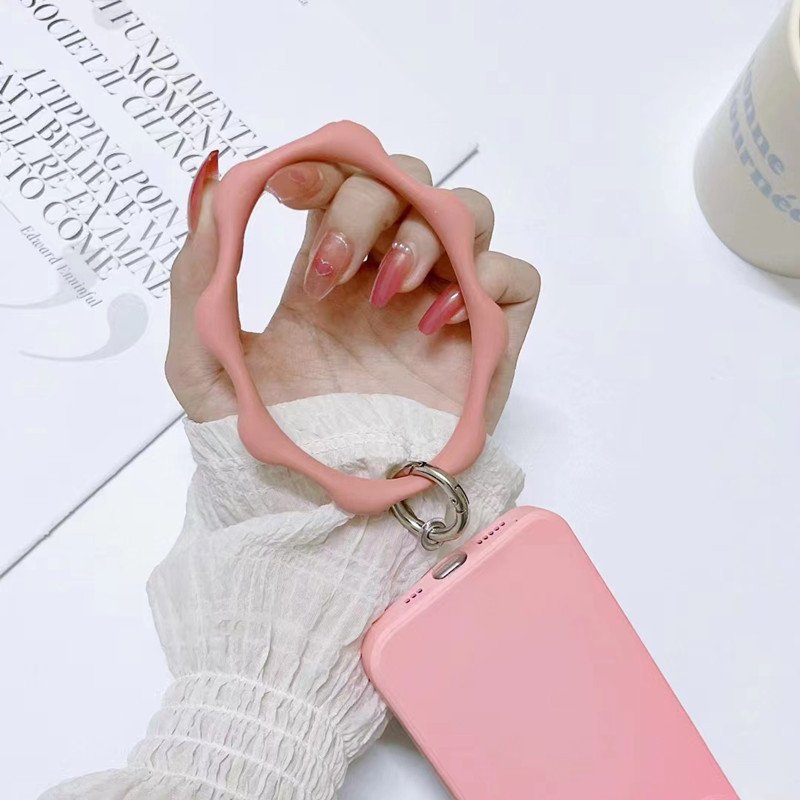 Universal Phone Wrist Holder Bangle Anti Loss Anti Falling Key Ring Silicone Flower Bracelet For Mobile Phone Case