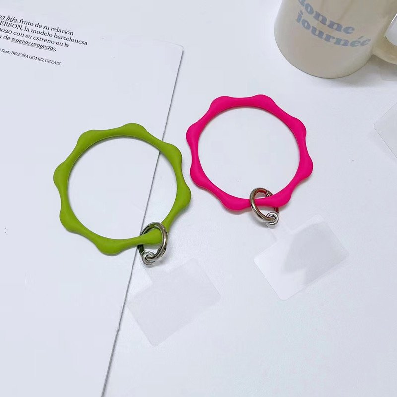 Universal Phone Wrist Holder Bangle Anti Loss Anti Falling Key Ring Silicone Flower Bracelet For Mobile Phone Case